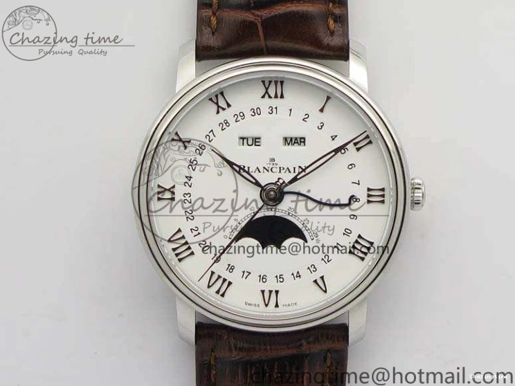 0416 FreshLook Villeret 6654 SS Complicated Function OMF 1:1 Best Edition White Dial On Brown Leather Strap A 8119